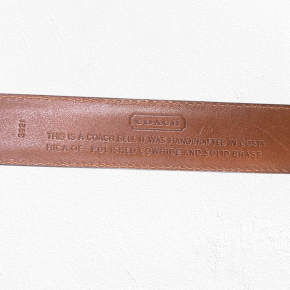 1980s Vintage Coach Solid Brass Buckle Belt 42” Mahogany Leather Classic Belt - Picture 3 of 9